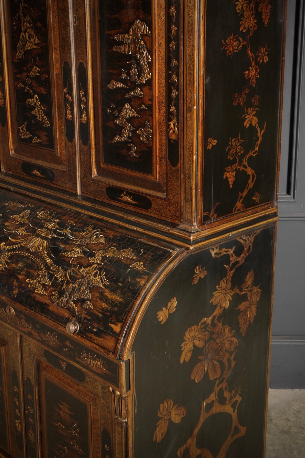 19th Century Chinoiserie Bureau Bookcase View IX