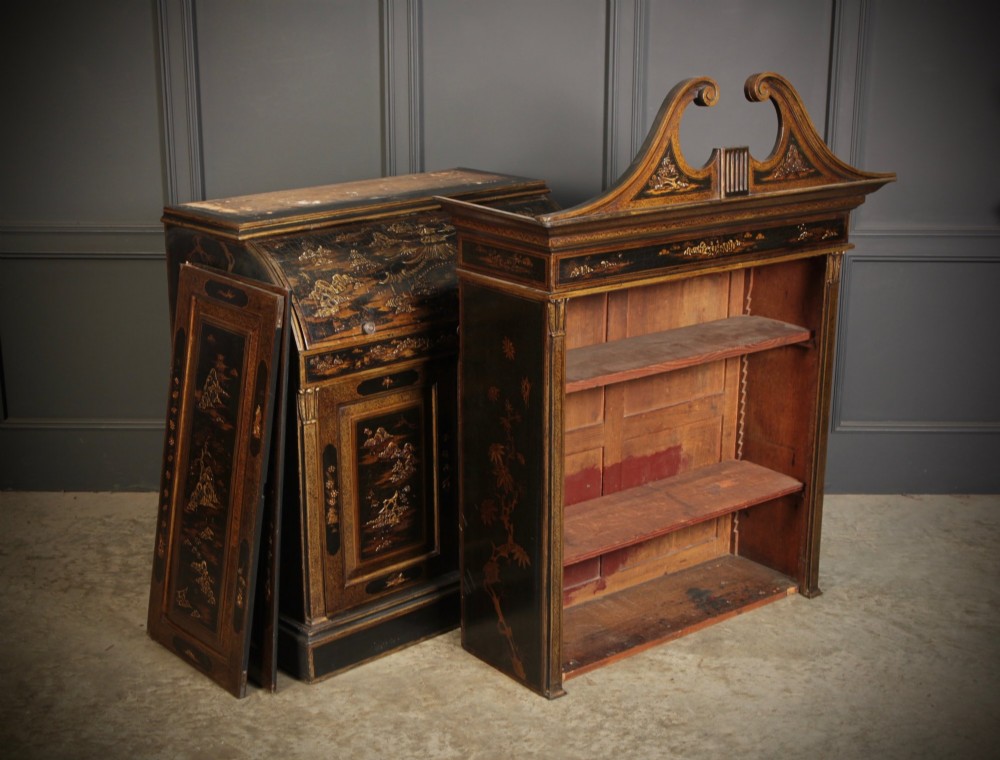 19th Century Chinoiserie Bureau Bookcase View XIII