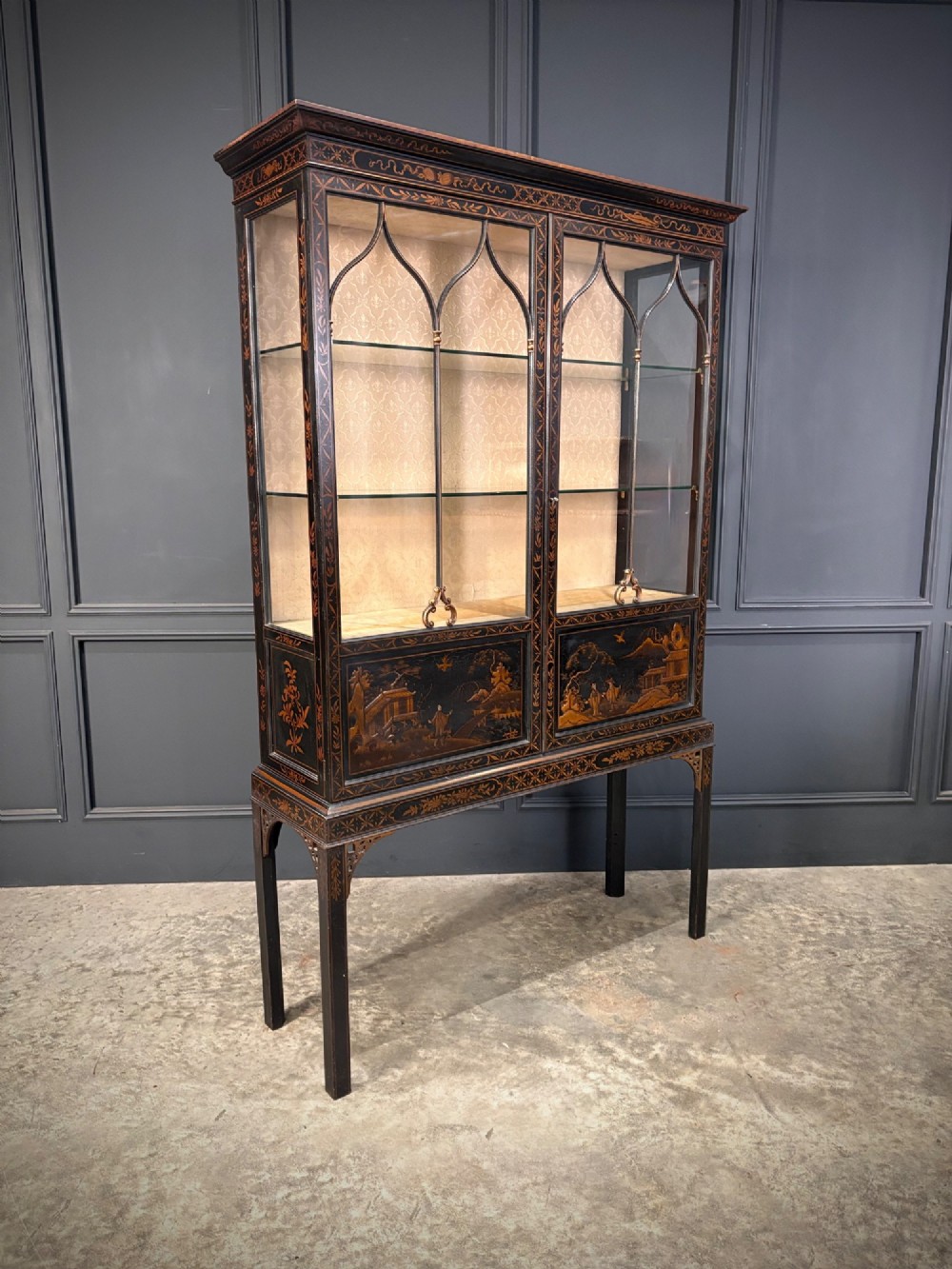 Black Chinoiserie Display Cabinet