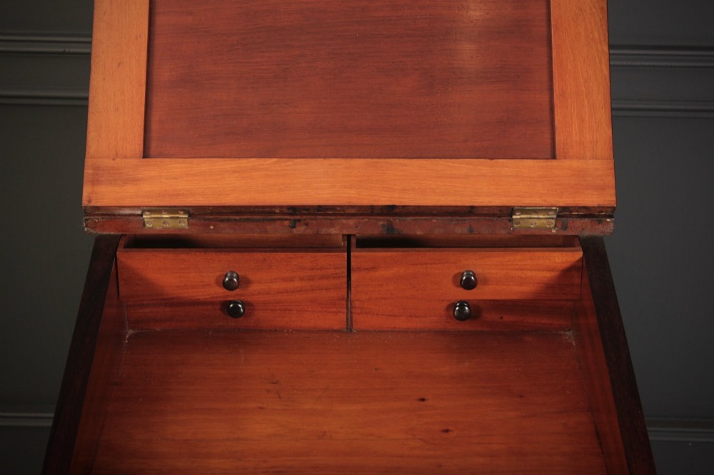 A William IV rosewood Davenport desk featuring a sloped leather writing surface, side drawers with turned knobs, and turned feet on castors. View VII