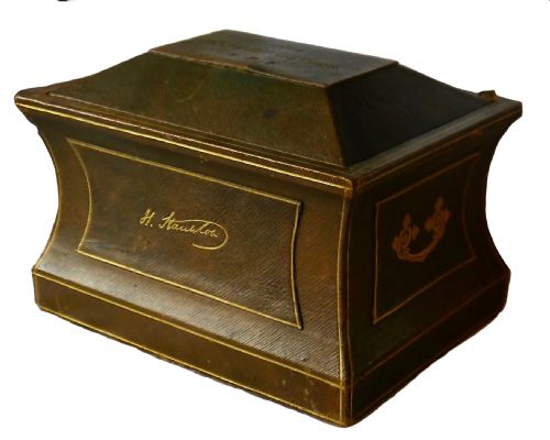 fig 1. Jaques Staunton Ivory Chess Set with Rare Green Sarcophagus Casket, 1920s-30s
