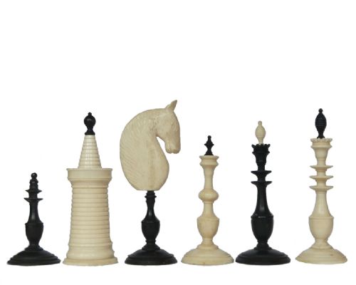 fig 1. Danish Bone Chess Set, circa 1800