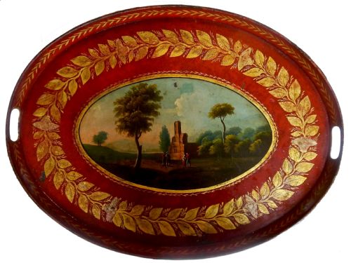 Regency Red & Gilt Tole Tray, Circa 1810