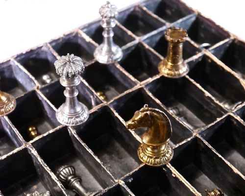 German Silver Plated Chess Set by Wmf, Geislingen, 1896
