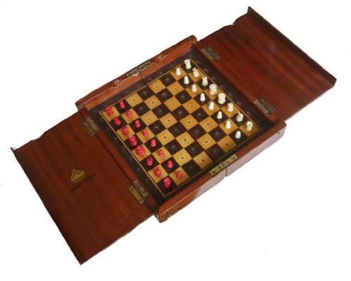 Jaques Whittington Pattern Travelling Chess Set