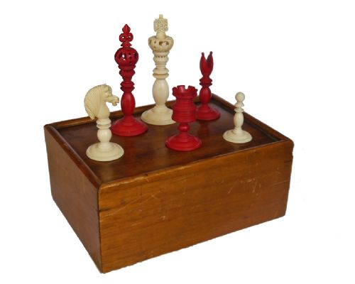 Signed Calvert Ivory Chess Set, Circa 1830-40