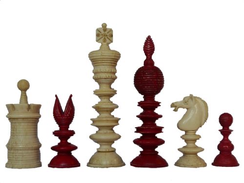 Antique “Lund Pattern” Bone Chess Set