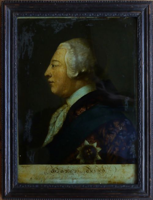 Antique King George III Reverse Glass Mezzotint, 1761-1766