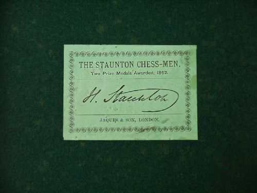 fig 1. Jaques Staunton 'Four Inch' Chess Set, circa 1875