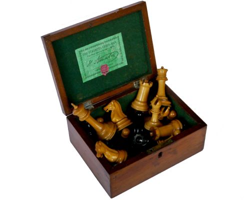 Jaques Staunton Weighted Boxwood & Ebony Chess Set, Circa 1865-70