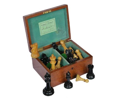 Jaques Staunton Boxwood & Ebony Chess Set, 1920s