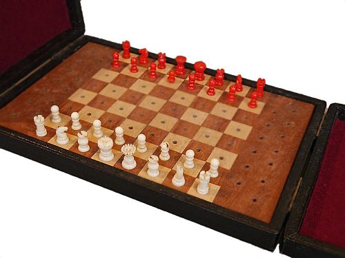 Cased Travelling Chess Set, Circa 1930