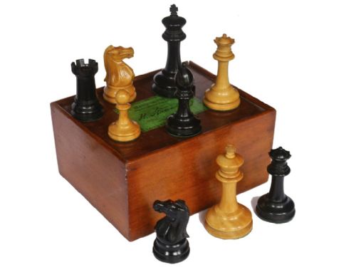 Jaques Staunton Boxwood & Ebony Chess Set, Circa 1870-75
