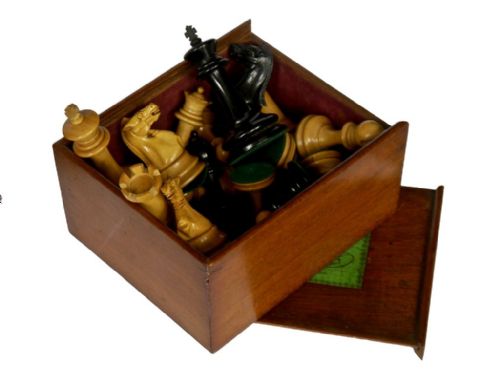 fig 1. Jaques Staunton Boxwood & Ebony Chess Set, circa 1870-75
