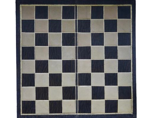 Fine Leather Folding Chess Board, Circa 1910