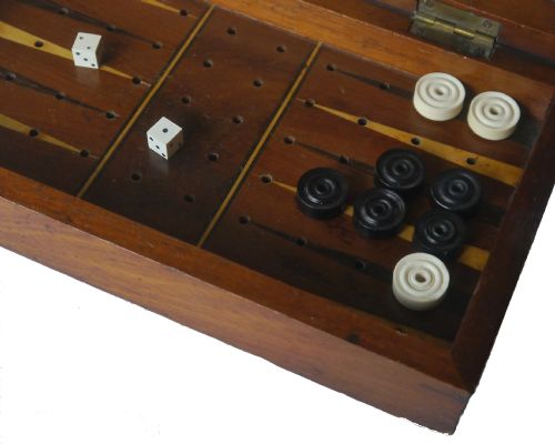 fig 1. Antique Travel Games Board for Chess & Backgammon, circa 1870
