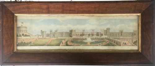 Panoramic View of Windsor Castle, Circa 1840, Hand-coloured Engraving on Paper