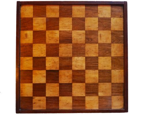 Good Antique English Mahogany & Sycamore Chess Board, 19th Century