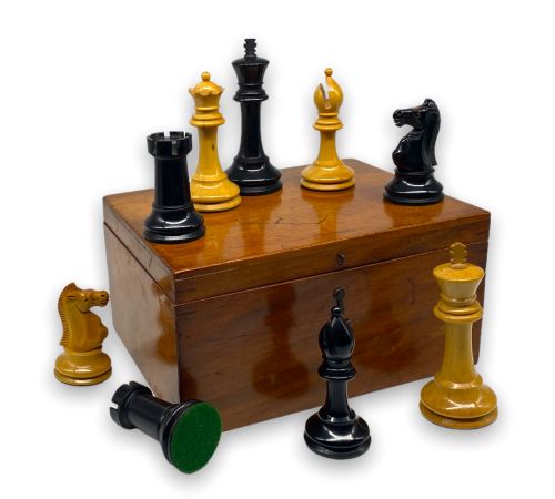 ‘F. H. Ayres’ Staunton Boxwood & Ebony Chess Set, Early 20th Century