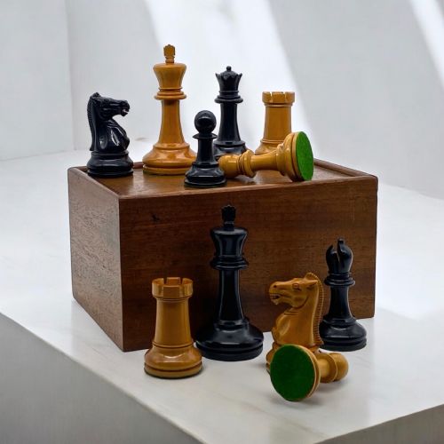 Jaques Boxwood  & Ebony Staunton Chess Set, Circa 1900-1925