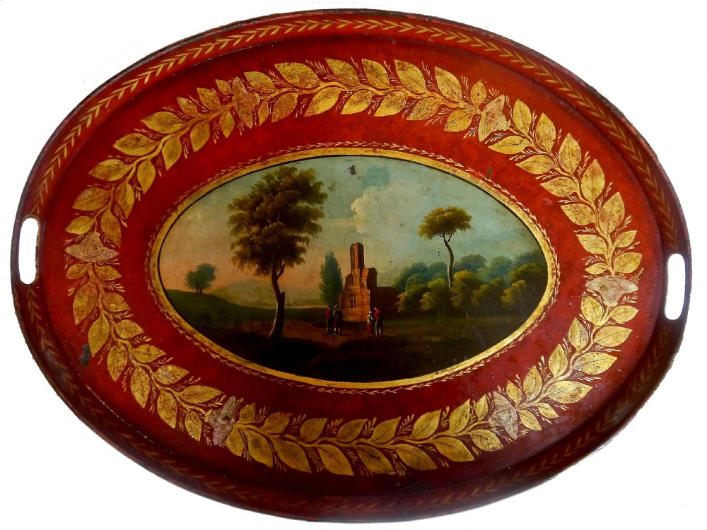 Regency Red & Gilt Tole Tray, circa 1810