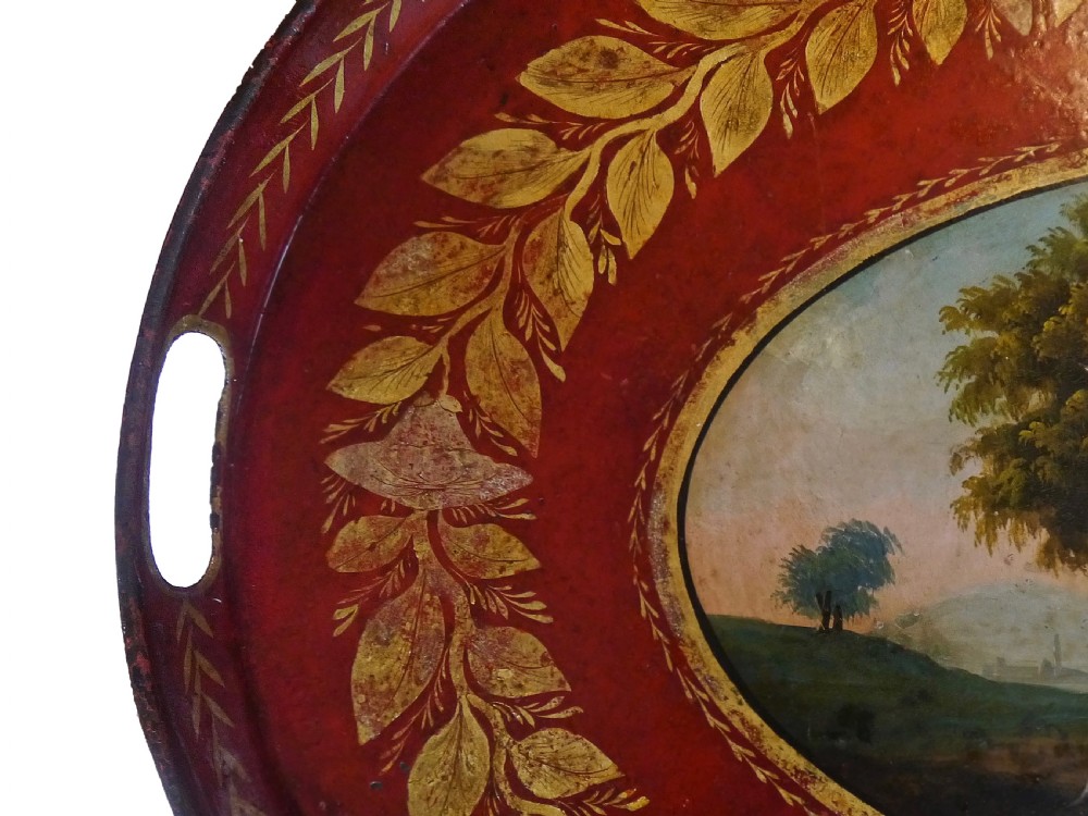 Regency Red & Gilt Tole Tray, circa 1810 View II
