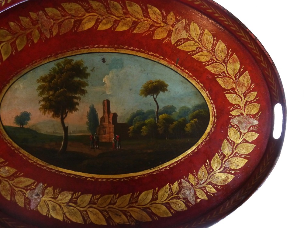 Regency Red & Gilt Tole Tray, circa 1810 View IV
