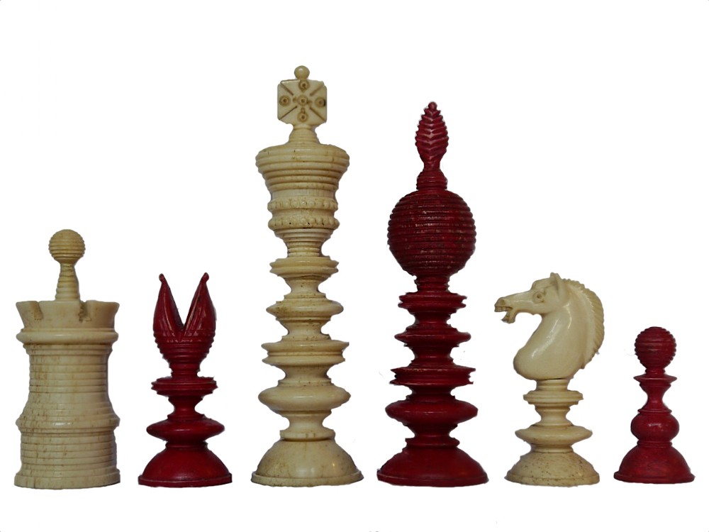 Antique “Lund Pattern” Bone Chess Set