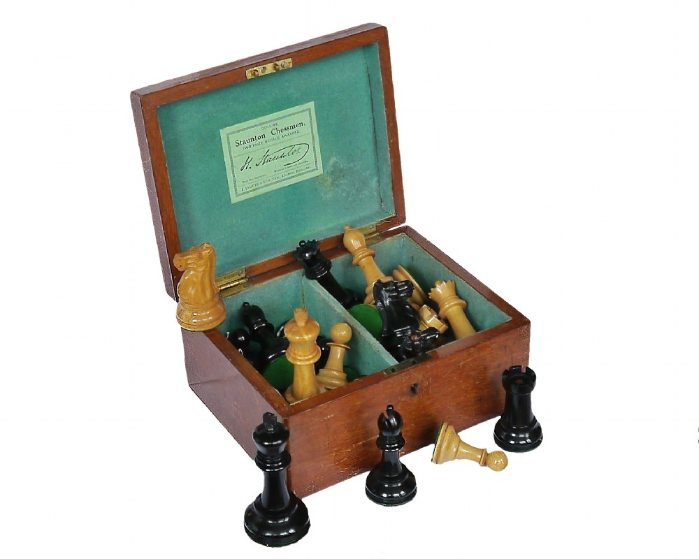 Jaques Staunton Boxwood & Ebony Chess Set, 1920s