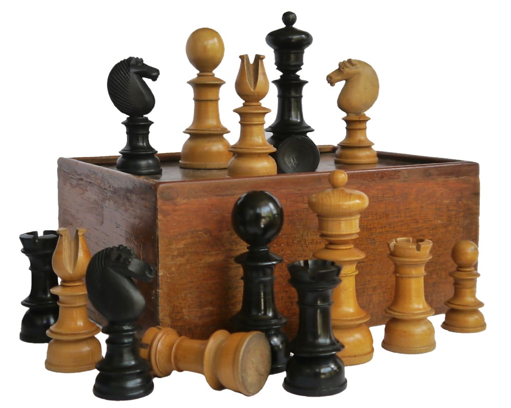 Antique Edinburgh Upright Chess Set, circa 1860