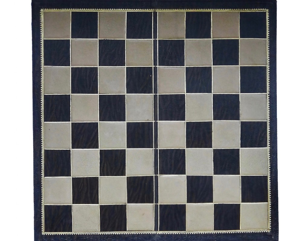 Fine Leather Folding Chess Board, circa 1910