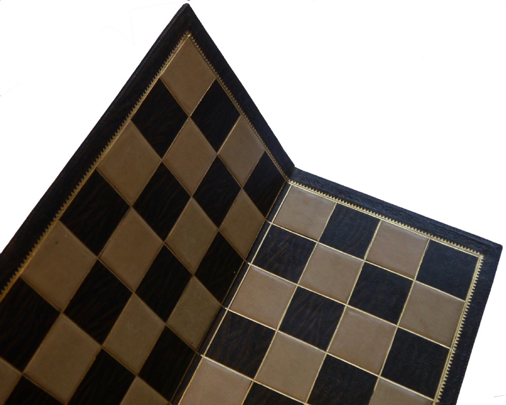 Fine Leather Folding Chess Board, circa 1910 View II