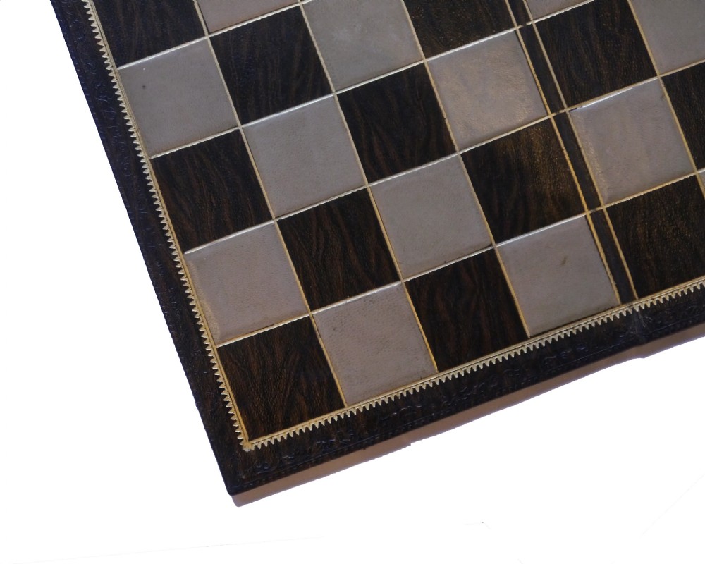 Fine Leather Folding Chess Board, circa 1910 View III