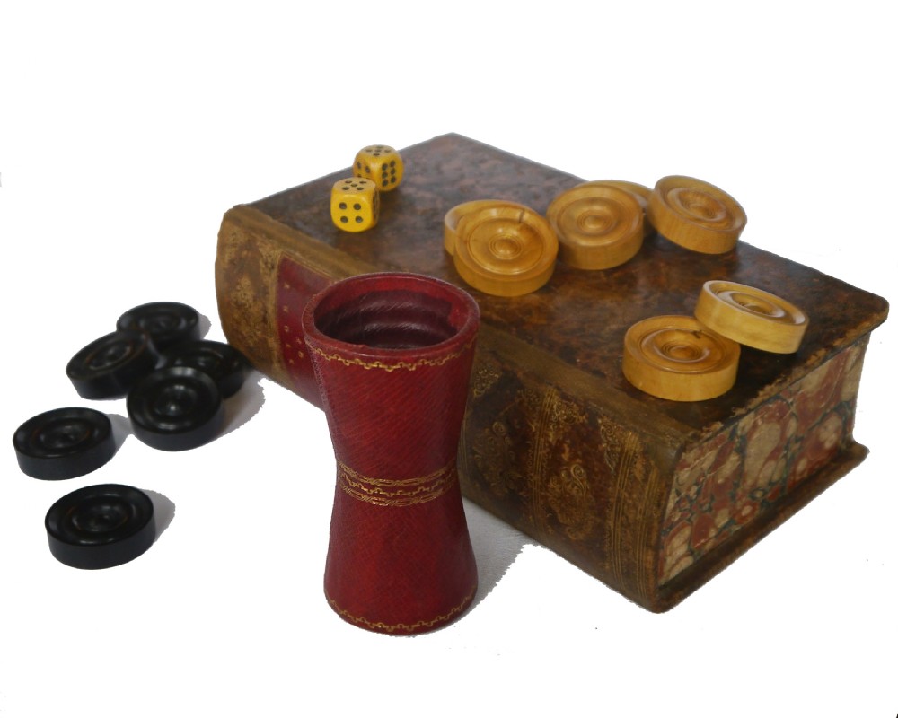Antique English Backgammon Counter Set, 19th Century