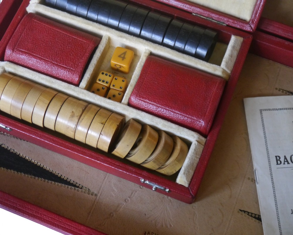 Jaques Leather Backgammon Set circa 1930 View III