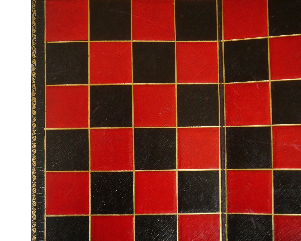 Antique ‘Leuchars’ Leather Chess Board View IV