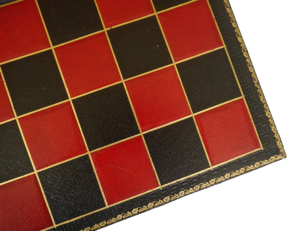 Antique ‘Leuchars’ Leather Chess Board View V