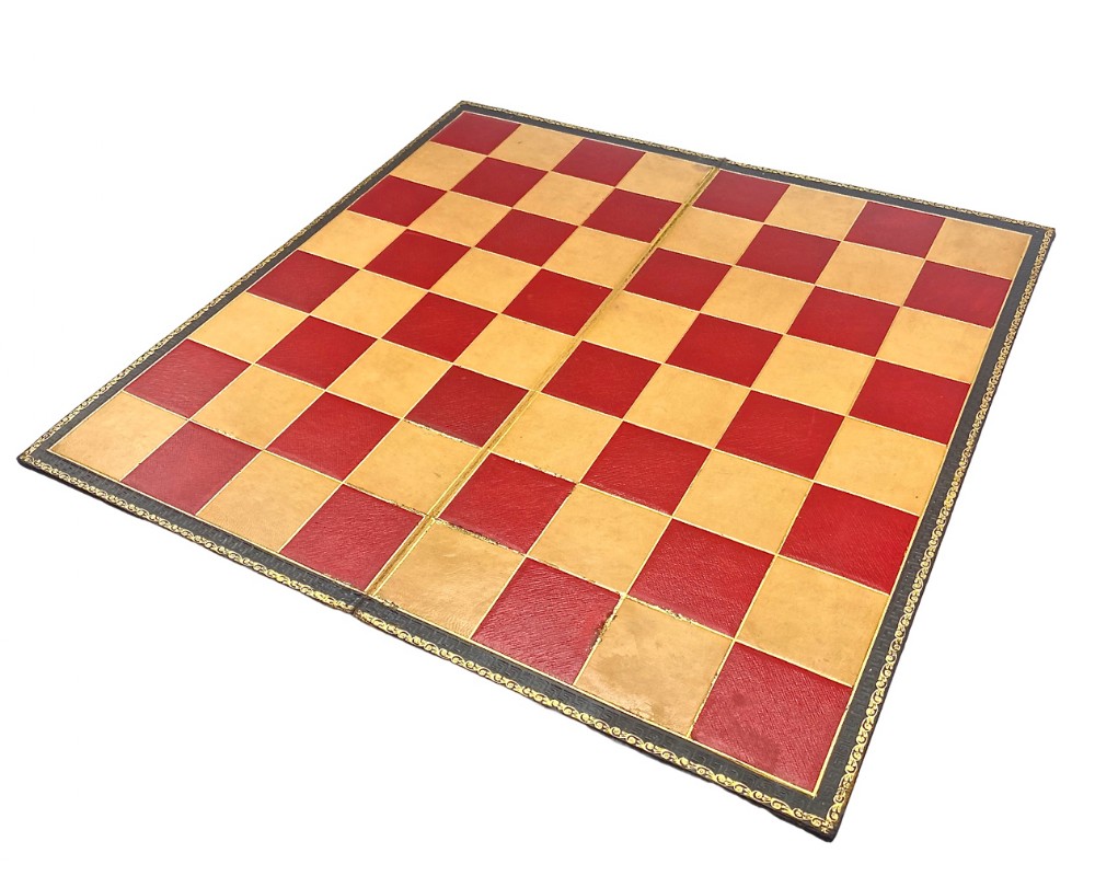 Leather ‘Library’ Chess Board, circa 1900