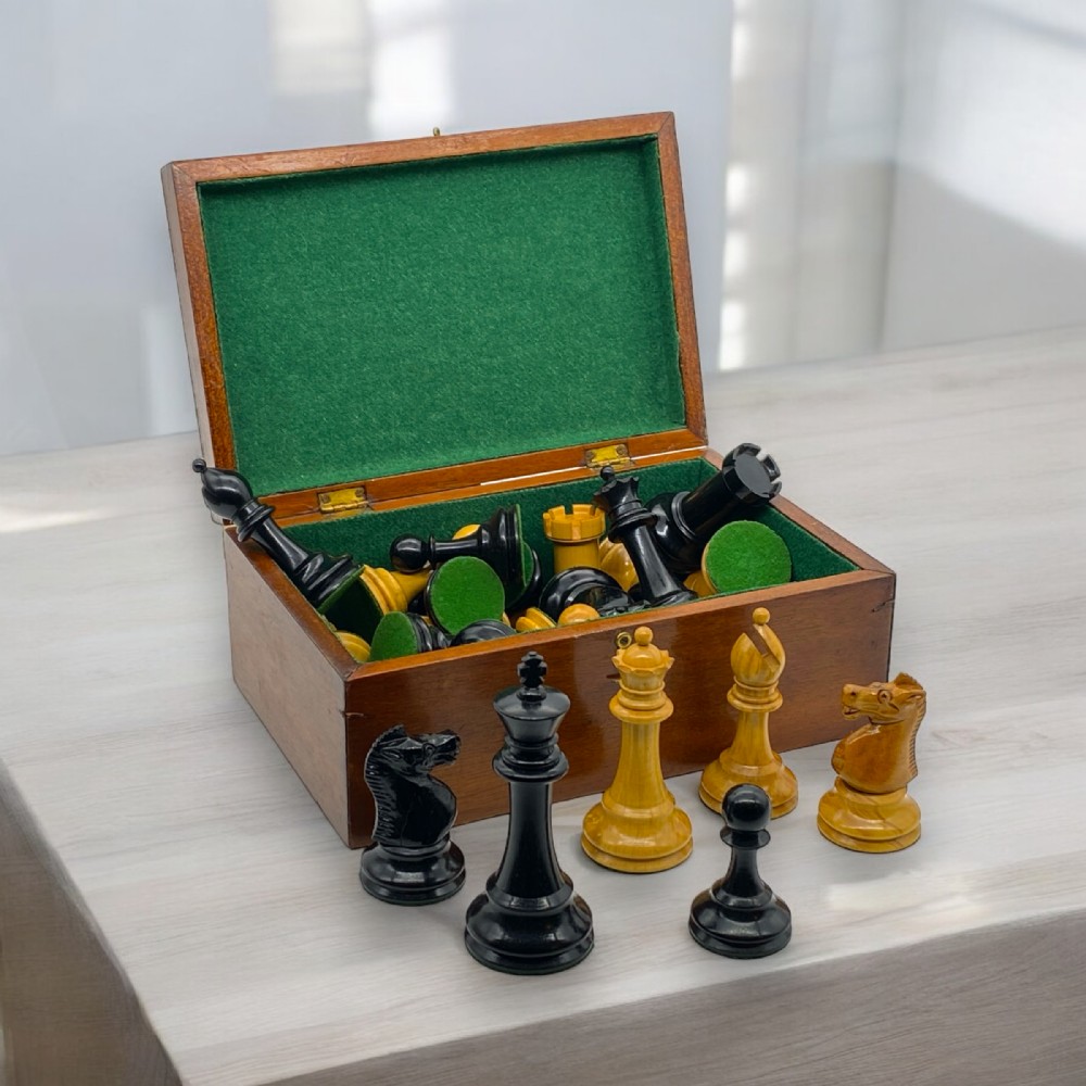 A Good 'Whitty' Staunton Boxwood & Ebony Chess Set, circa 1900