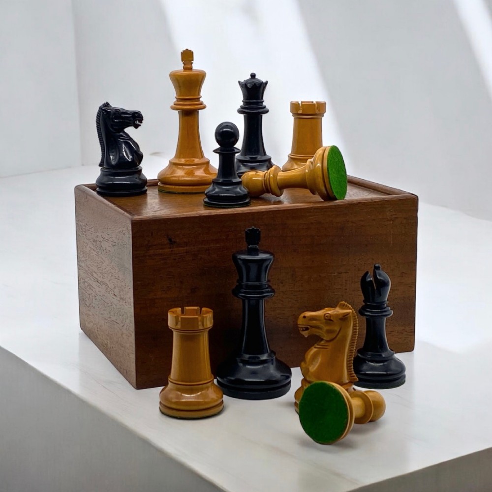 Jaques Boxwood  & Ebony Staunton Chess Set, circa 1900-1925