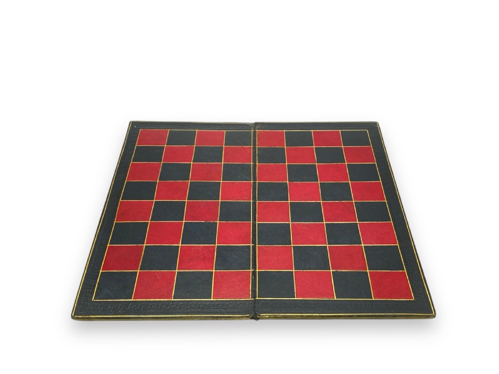 English Leather 'LIbrary' Chess Board, circa 1900