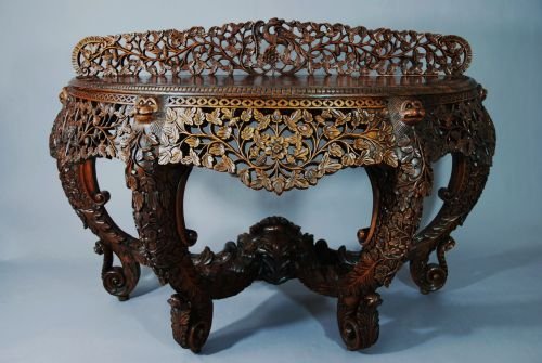 Anglo Indian Carved Rosewood Console Table