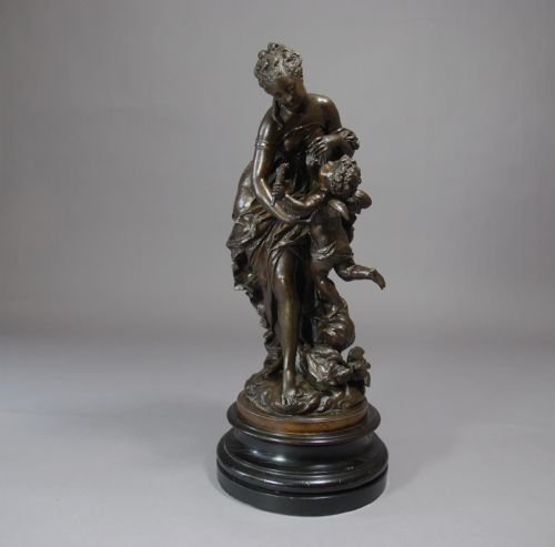 19thc Cast Spelter Figure of Venus & Cupid