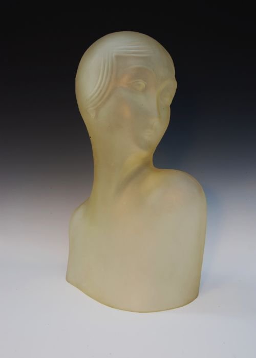 Art Deco French Glass Female Bust