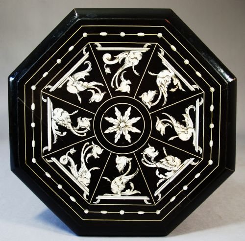 19th Italian Ebonised & Inlaid Occasional Table