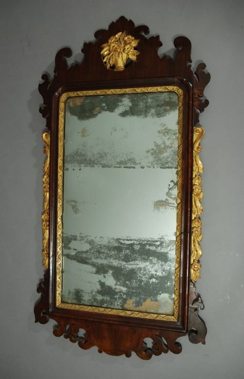 George II Red Walnut & Parcel-gilt Mirror