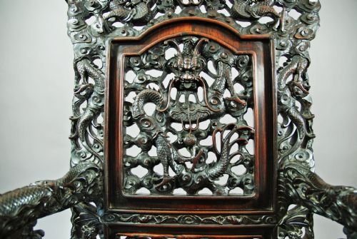 19thc Hardwood Chinese Carved Armchair