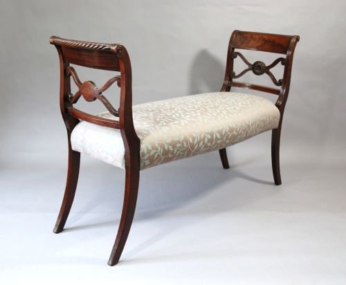19thc Mahogany Sabre Leg Window Seat