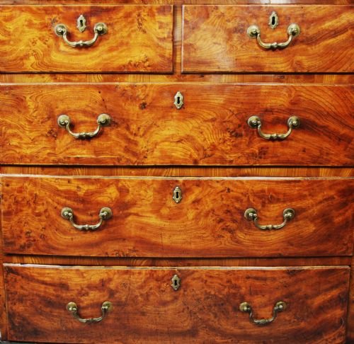18thc Burr Elm Chest of Drawers