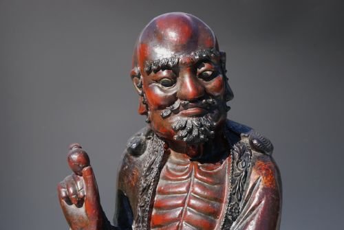 18thc Chinese Wood & Lacquered Figure